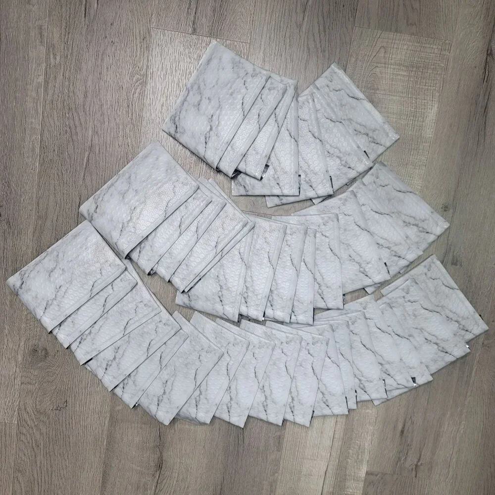 Marble-Print Bubble Mailers Set Of 37 - 5” x 7” Self-Seal Padded Envelopes